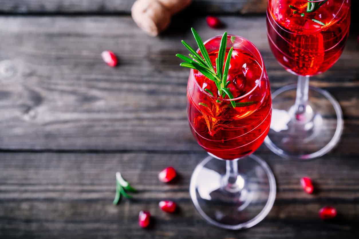 Pomegranate champagne mimosa cocktail