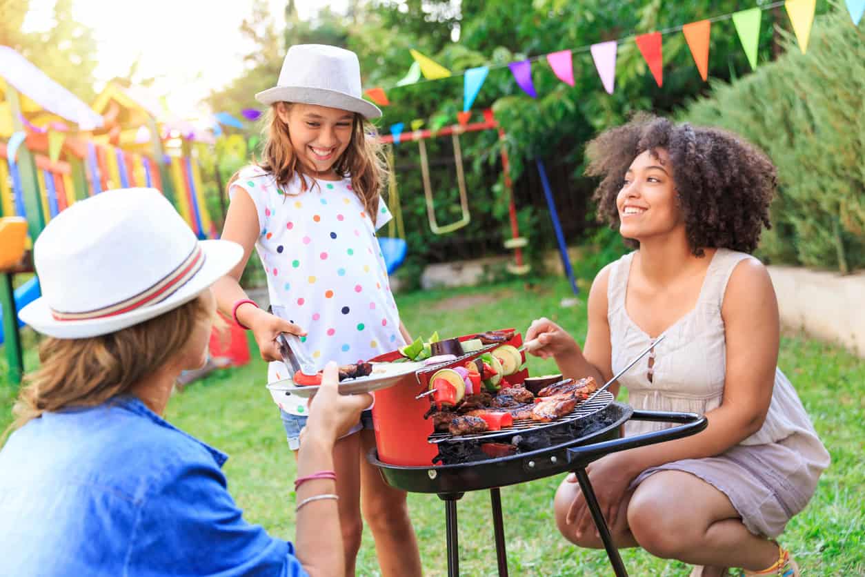 Making barbecue at backyard