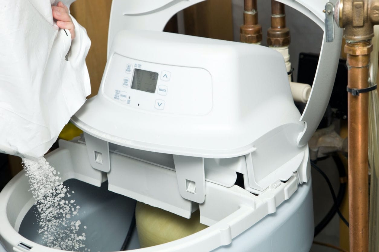 Water softener salt tank filling