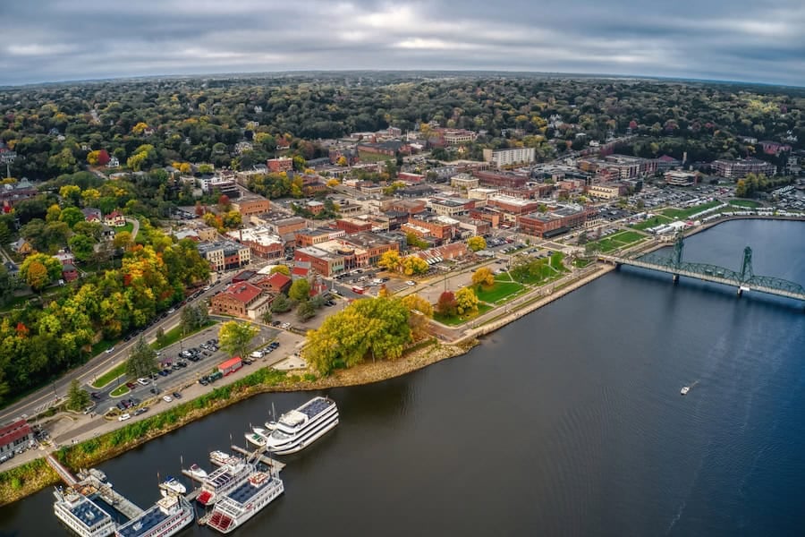 Aerial View Of The Twin Cities Suburb Of Stillwater, Minnesota