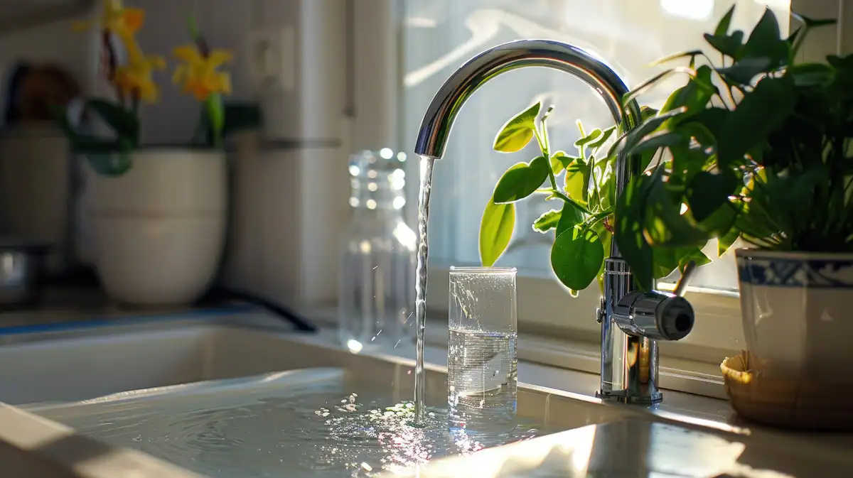kitchen sink filled with fresh water