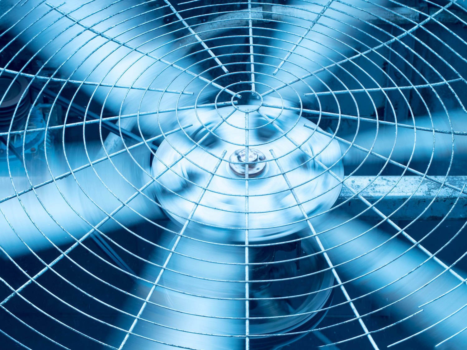 White and blue fan up close