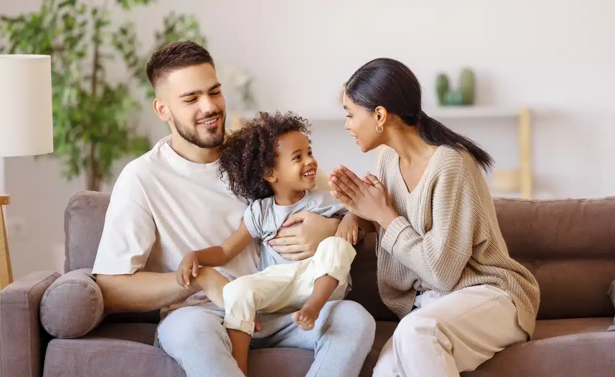 family sitting on the couch