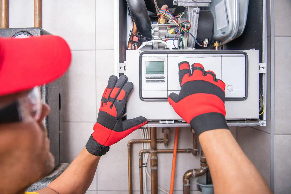 man repairing furnace-DIY furnace tune up