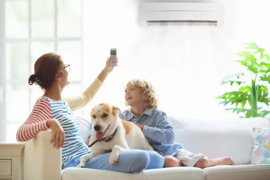 woman and her child enjoying their newly cleaned air conditioner filter
