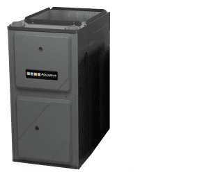 A large black metal HVAC unit labeled 