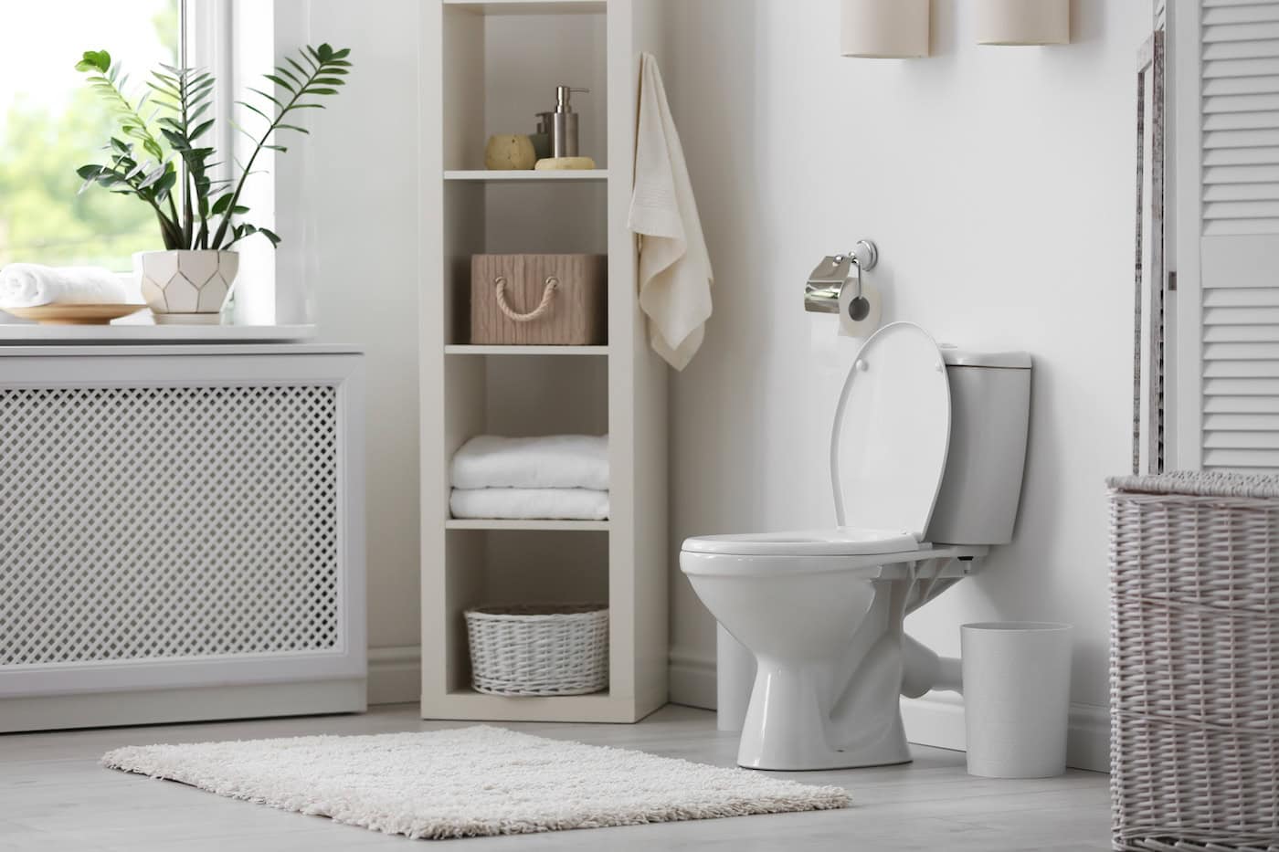 Toilet Bowl In Modern Bathroom Interior
