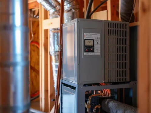 Newly installed furnace in a new construction home